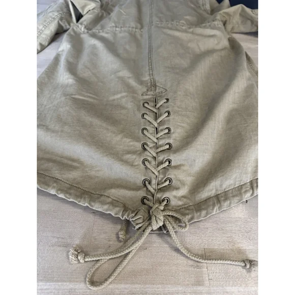 Free People We The Free khaki utility parka jacket Removable Fur Collar Liner M - Picture 9 of 12
